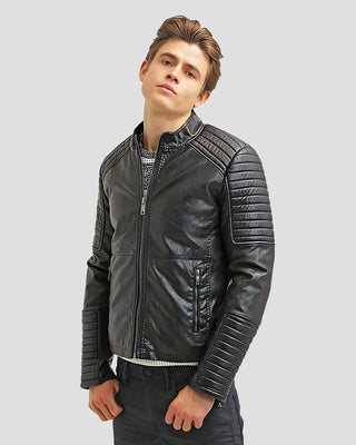 Men's Robt Black Quilted Leather Jacket