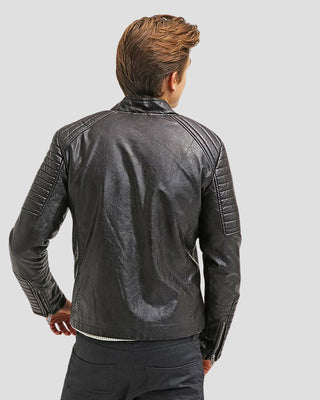 Men's Robt Black Quilted Leather Jacket – view 2