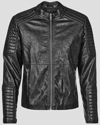 Men's Robt Black Quilted Leather Jacket – view 5