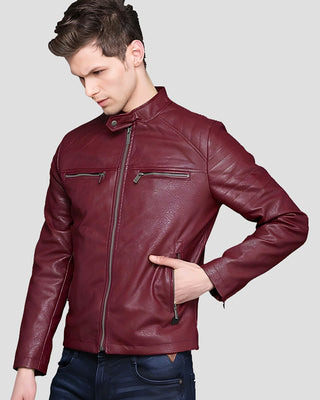 Men's Santiago Red Quilted Leather Jacket – view 3