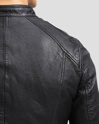 Men's Scott Black Leather Racer Jacket – view 4