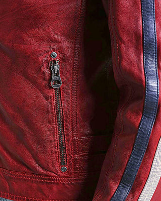 Men's Steven Red Cafe Racer Leather Jacket – view 4