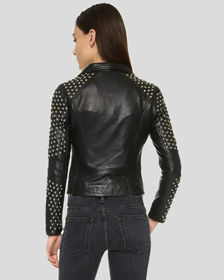 Women's Taliyah Black Studded Leather Jacket – view 2
