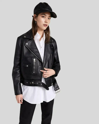 Women's Vera Black Biker Leather Jacket – view 2