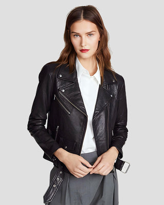Women's Vienna Black Biker Leather Jacket