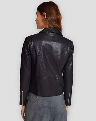 Women's Vienna Black Biker Leather Jacket – view 2