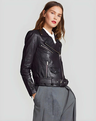 Women's Vienna Black Biker Leather Jacket – view 4