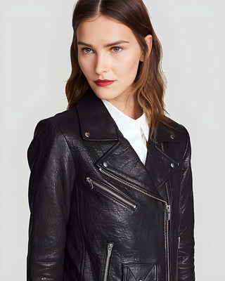 Women's Vienna Black Biker Leather Jacket – view 5