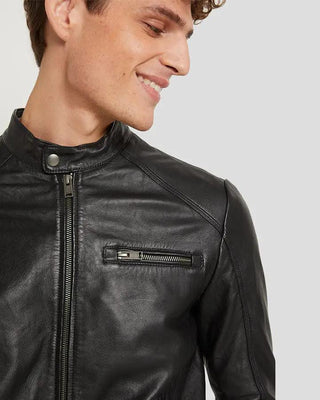 Men's Wallace Black Racer Leather Jacket