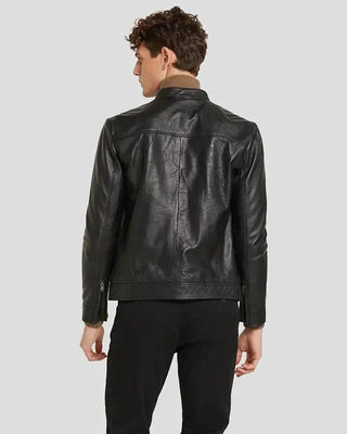 Men's Wallace Black Racer Leather Jacket – view 4