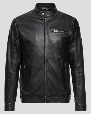 Men's Wallace Black Racer Leather Jacket – view 5