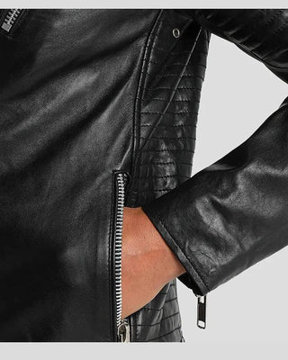 Men's Wesley Black Quilted Leather Jacket – view 4