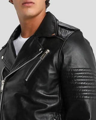 Men's Wesley Black Quilted Leather Jacket – view 6