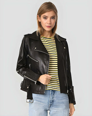 Women's Whitley Black Biker Leather Jacket