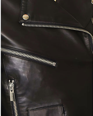 Women's Whitley Black Biker Leather Jacket – view 5