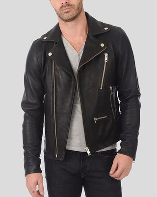 Men's Coby Black Biker Leather Jacket