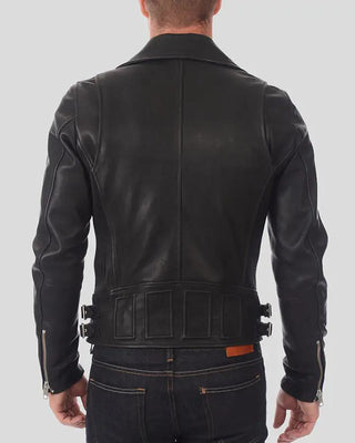 Men's Coby Black Biker Leather Jacket – view 3