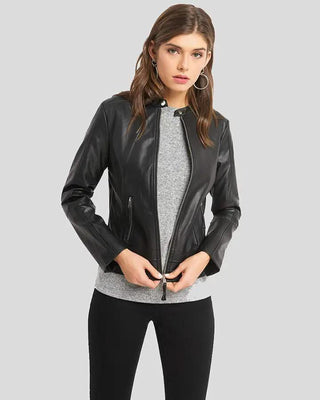 Women's Cora Black Biker Leather Jacket