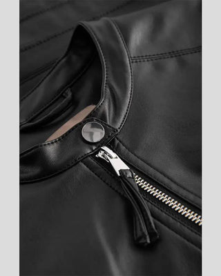 Women's Cora Black Biker Leather Jacket – view 3