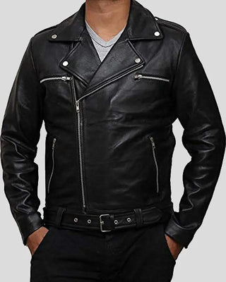 Men's Eden Black Biker Leather Jacket – view 2