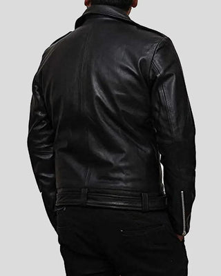 Men's Eden Black Biker Leather Jacket – view 3