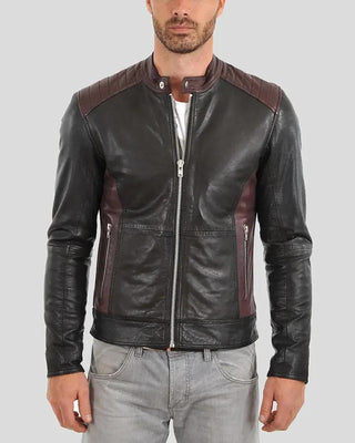 Men's Euan Black Biker Leather Jacket