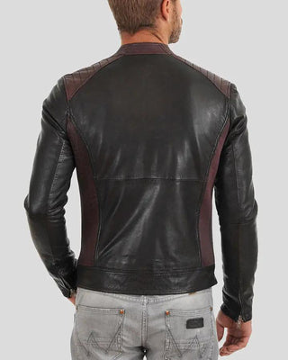 Men's Euan Black Biker Leather Jacket – view 3