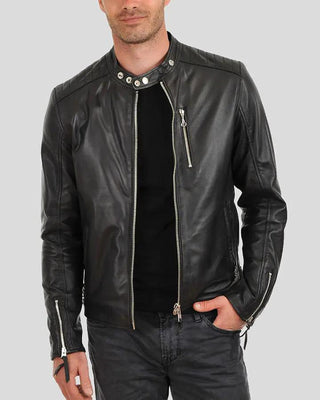 Men's Fraser Black Biker Leather Jacket
