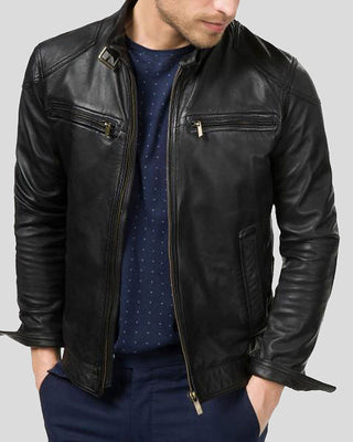 Men's Charles Black Biker Leather Jacket