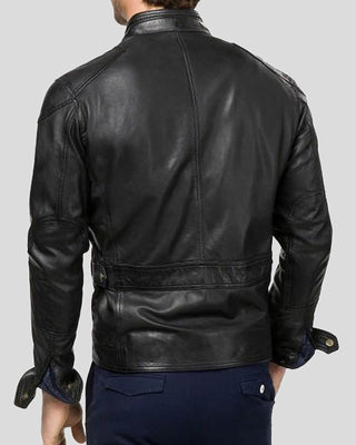 Men's Charles Black Biker Leather Jacket – view 3