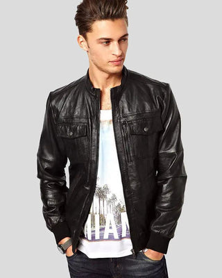 Men's Reggie Black Bomber Leather Jacket