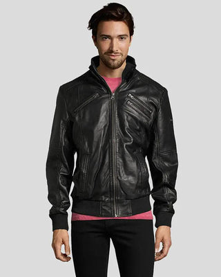 Men's Mike Black Bomber Leather Jacket