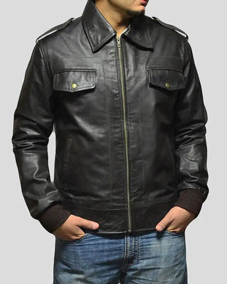 Men's Willy Black Bomber Leather Jacket