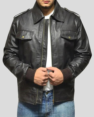 Men's Willy Black Bomber Leather Jacket – view 2