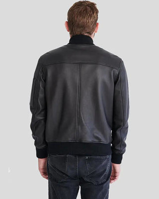 Men's Clark Black Bomber Lambskin Leather Jacket – view 3