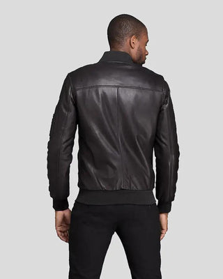Men's Kyros Black Bomber Genuine Leather Jacket – view 4