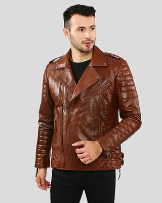 Men's Brad Brown Motorcycle Leather Jacket – view 4