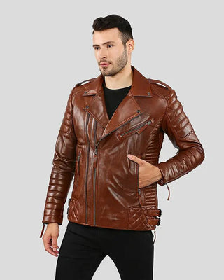 Men's Brad Brown Motorcycle Leather Jacket