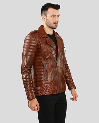 Men's Brad Brown Motorcycle Leather Jacket – view 5