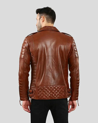 Men's Brad Brown Motorcycle Leather Jacket – view 7
