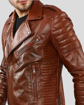 Men's Brad Brown Motorcycle Leather Jacket – view 6