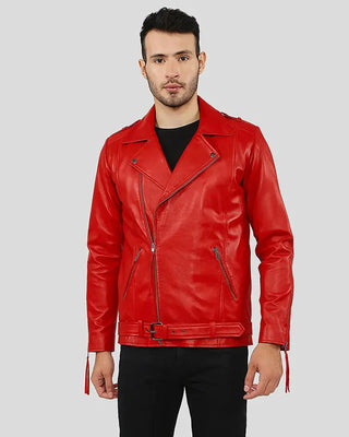 Men's Buel Red Motorcycle Leather Jacket – view 6