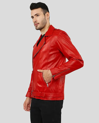 Men's Buel Red Motorcycle Leather Jacket – view 4
