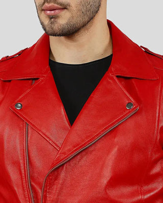 Men's Buel Red Motorcycle Leather Jacket – view 2