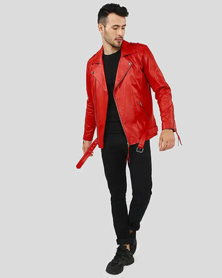 Men's Buel Red Motorcycle Leather Jacket