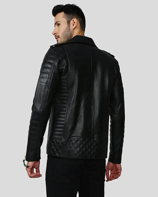 Men's Byron Black Quilted Leather Jacket – view 6