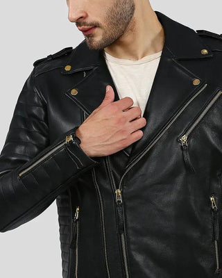 Men's Byron Black Quilted Leather Jacket