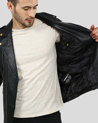 Men's Byron Black Quilted Leather Jacket – view 4