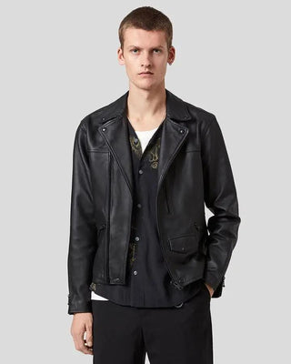 Men's Caleb Black Biker Leather Jacket