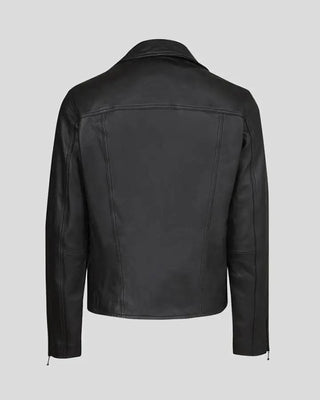 Men's Caleb Black Biker Leather Jacket – view 3